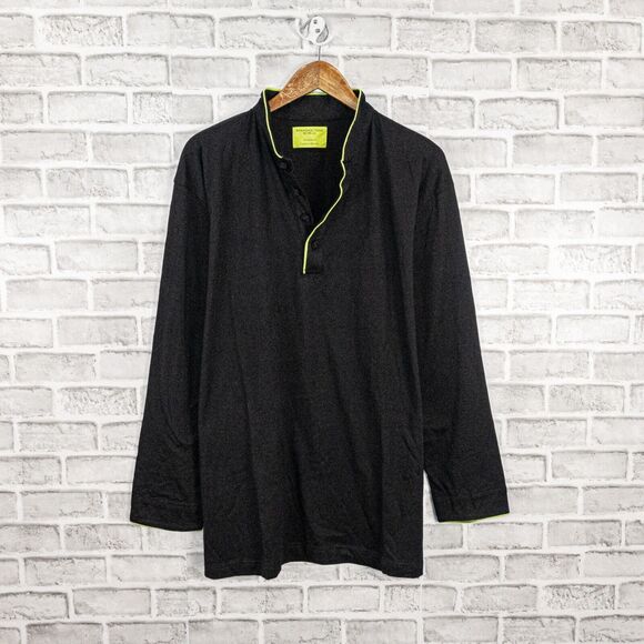 Shanghai Tang By Cathay Pacific Men's 1/2 knot button pullover shirt in Black M - Picture 1 of 6